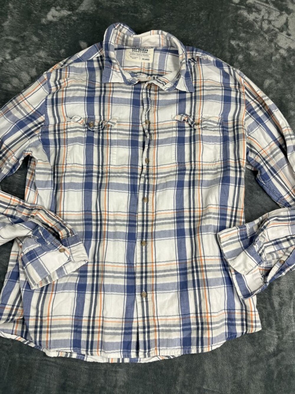 Urban Pipeline Mens Blue Orange Plaid Button-Down Shirt Long Sleeve XXL